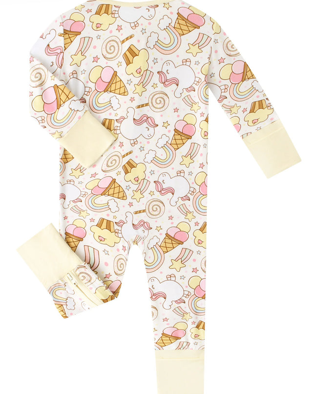 PoshTOT Rainbow Snacks Bamboo Baby Convertible Zippy Romper