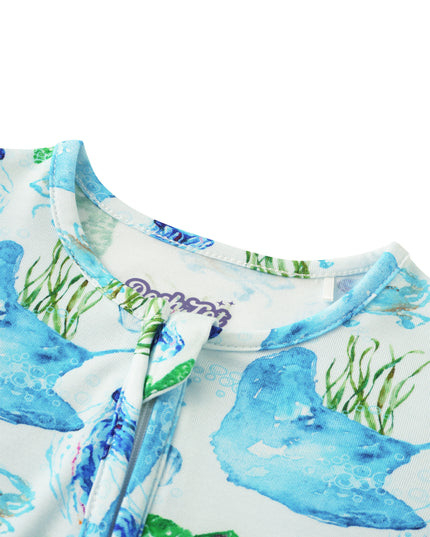 PoshTOT Sea Turtle Baby Convertible Zippy Romper