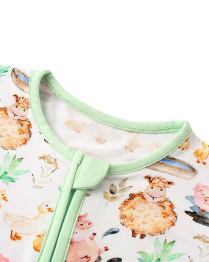 PoshTOT Little Yellow Sheep Bamboo Baby Convertible Zippy Romper