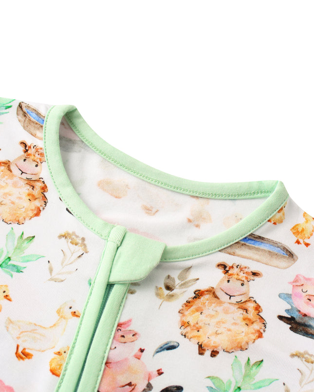 PoshTOT Little Yellow Sheep Bamboo Baby Convertible Zippy Romper