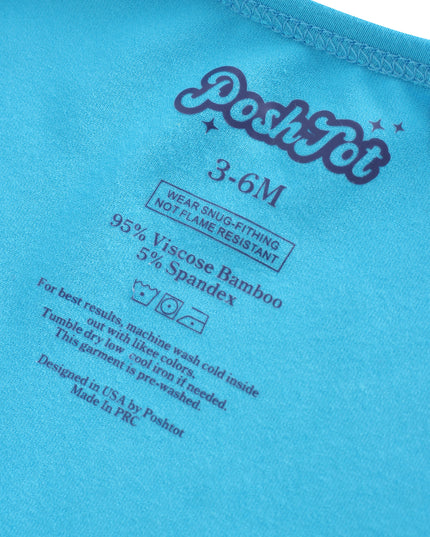 PoshTOT Blue Bamboo Baby Convertible Zippy Romper