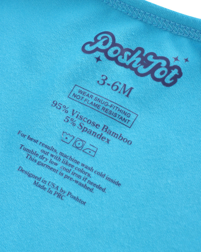 PoshTOT Blue Bamboo Baby Convertible Zippy Romper