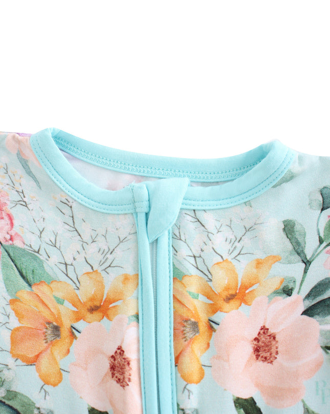 PoshTOT Hydrangea Bamboo Baby Convertible Zippy Romper