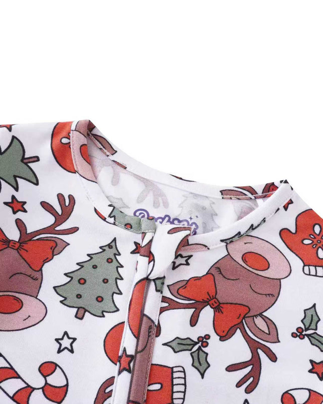 PoshTOT Reindeer Bamboo Baby Convertible Zippy Romper