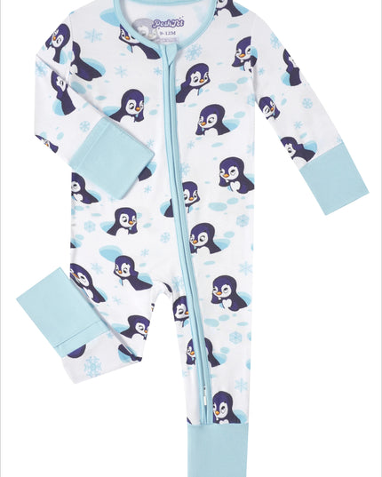 PoshTOT Snowman Penguin Bamboo Baby Convertible Zippy Romper