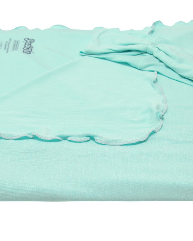 PoshTOT Green Swaddle With Headband Set