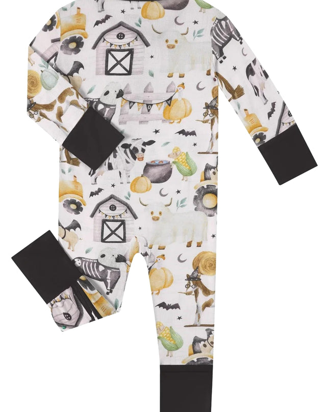 PoshTOT Halloween Farm Bamboo Baby Convertible Zippy Romper