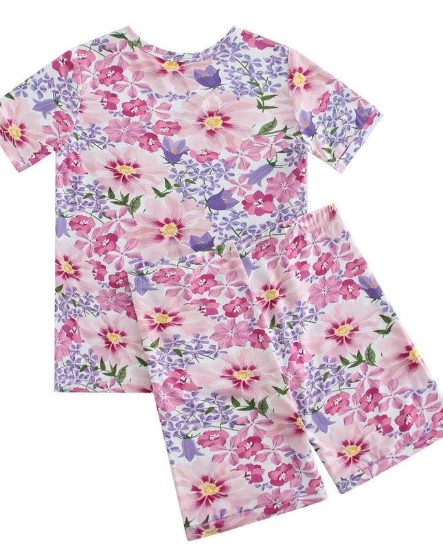 PoshTOT Morning Glory Print 2 Piece Short Sleeves PJ Set