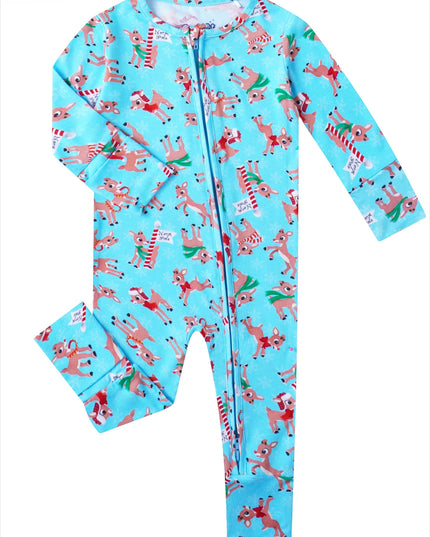 PoshTOT Christmas Reindeer Baby Convertible Zippy Romper