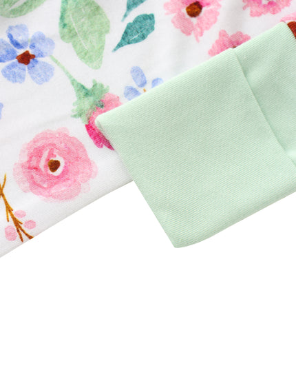 PoshTOT Ditsy Floral Bamboo Baby Convertible Zippy Romper