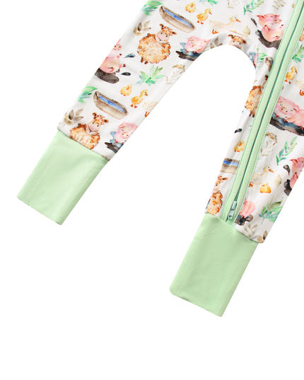 PoshTOT Little Yellow Sheep Bamboo Baby Convertible Zippy Romper