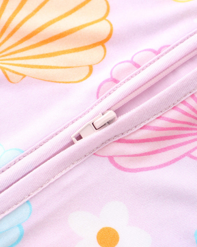 PoshTOT Colorful Seashell Bamboo Baby Convertible Zippy Romper