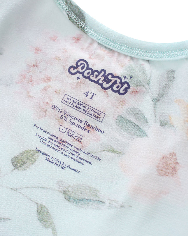 PoshTOT Green Hydrangea Print 2 Piece Short Sleeves PJ Set