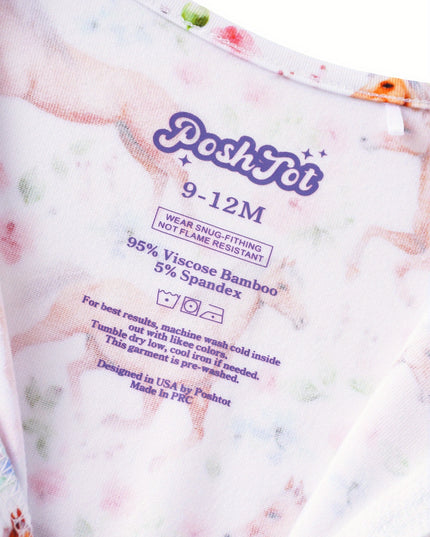 PoshTOT Horse Bamboo Baby Convertible Zippy Romper