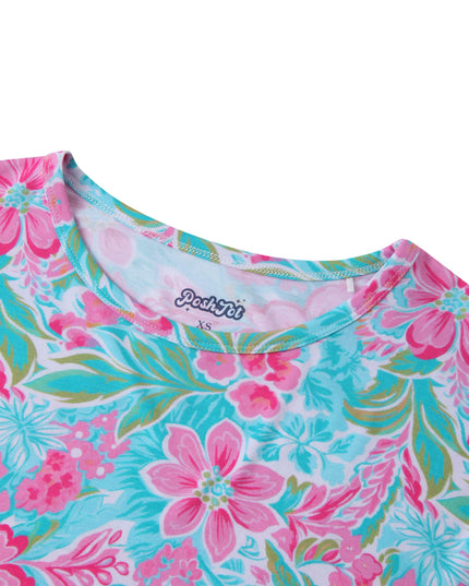 PoshTOT Peony Flower Bamboo Adult Two-Piece Long Sleeve Pajama Set