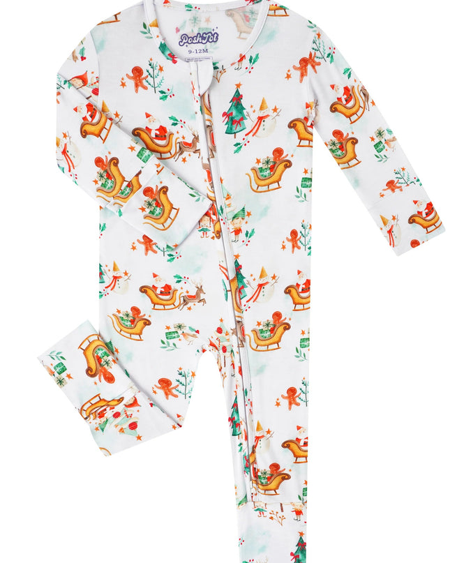 PoshTOT Snowman Bamboo Baby Convertible Zippy Romper