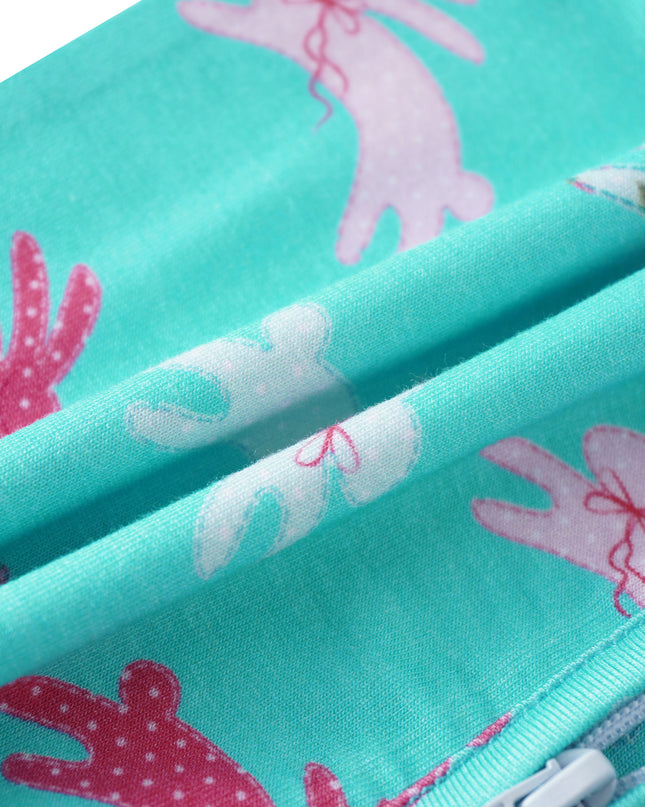 PoshTOT Little Flower Rabbit Bamboo Baby Convertible Zippy Romper