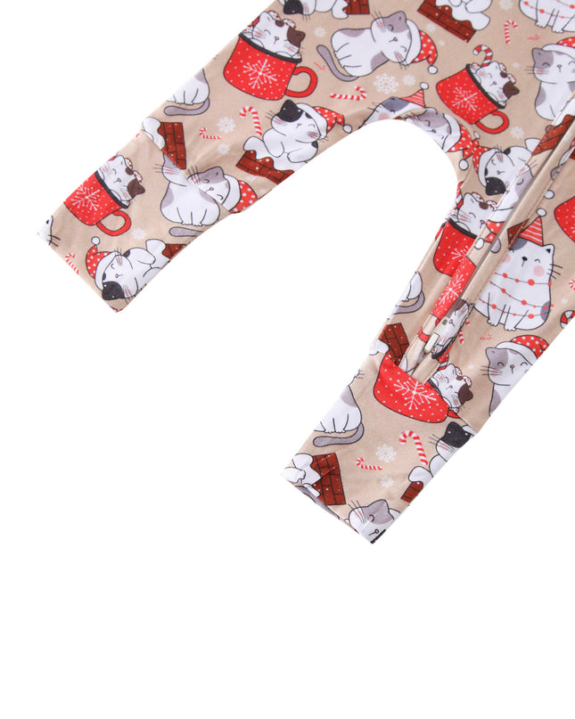PoshTOT Holiday Kittes Bamboo Baby Convertible Zippy Romper