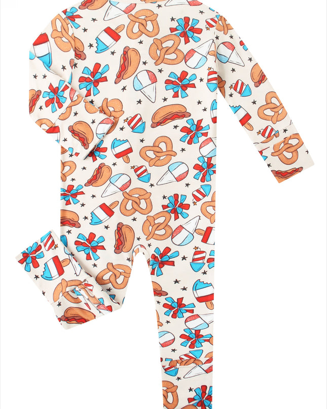 PoshTOT Hamburger Bamboo Baby Convertible Zippy Romper