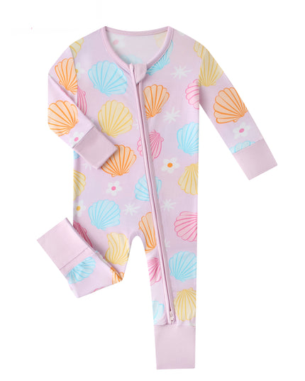 PoshTOT Colorful Seashell Bamboo Baby Convertible Zippy Romper