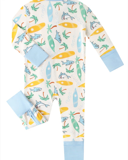 PoshTOT Beach Surfing Bamboo Baby Convertible Zippy Romper