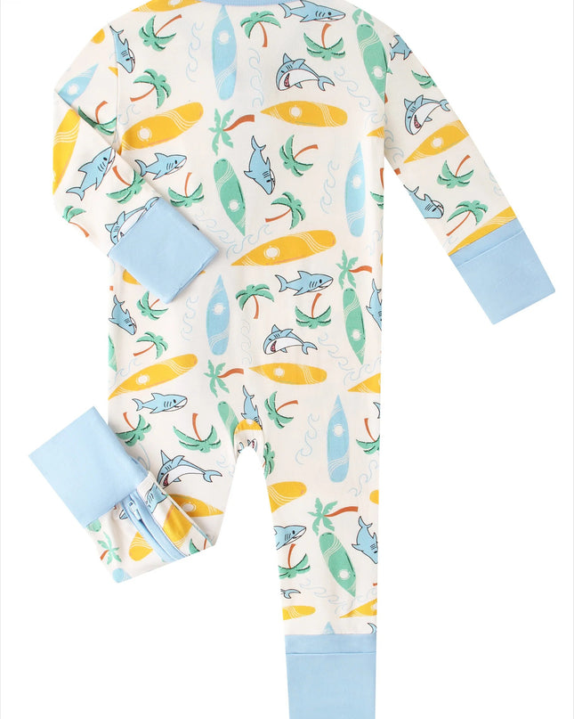 PoshTOT Beach Surfing Bamboo Baby Convertible Zippy Romper