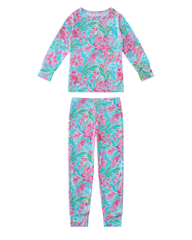 PoshTOT Sky Blue Crabapple Blossom Print 2 Piece PJ Set