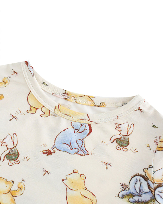 PoshTOT Little Yellow Bear Print 2 Piece Short Sleeves PJ Set