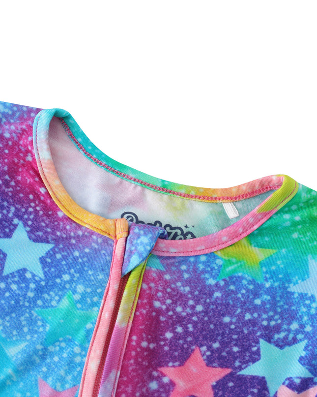 PoshTOT Colorful Stars Bamboo Baby Convertible Zippy Romper