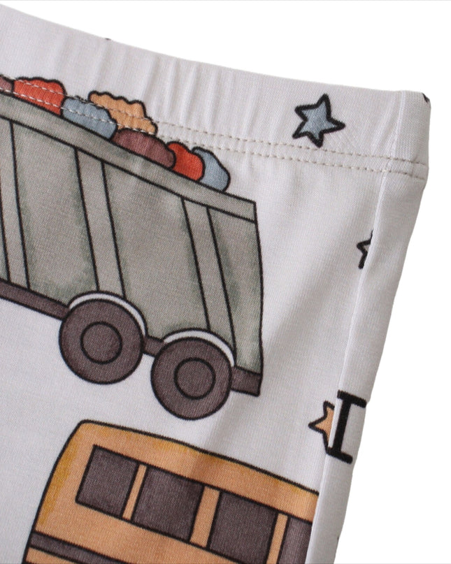 PoshTOT White Toy Car Print 2 Piece PJ Set