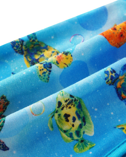 PoshTOT Little Sea turtle Bamboo Baby Convertible Zippy Romper