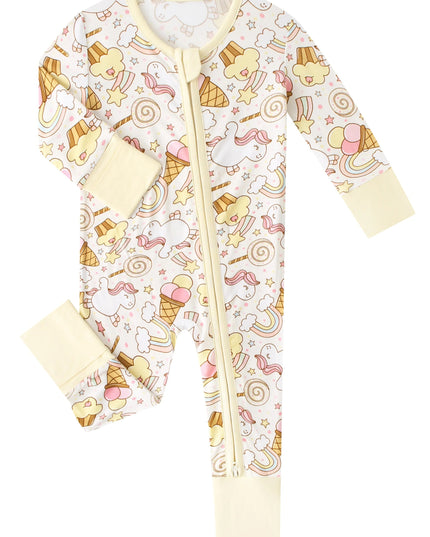 PoshTOT Rainbow Snacks Bamboo Baby Convertible Zippy Romper