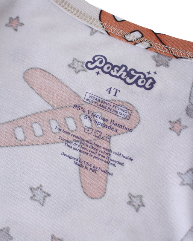 PoshTOT White Toy Car Print 2 Piece PJ Set