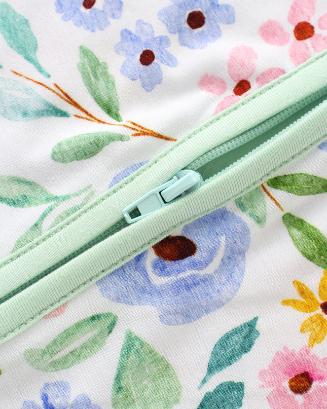 PoshTOT Ditsy Floral Bamboo Baby Convertible Zippy Romper