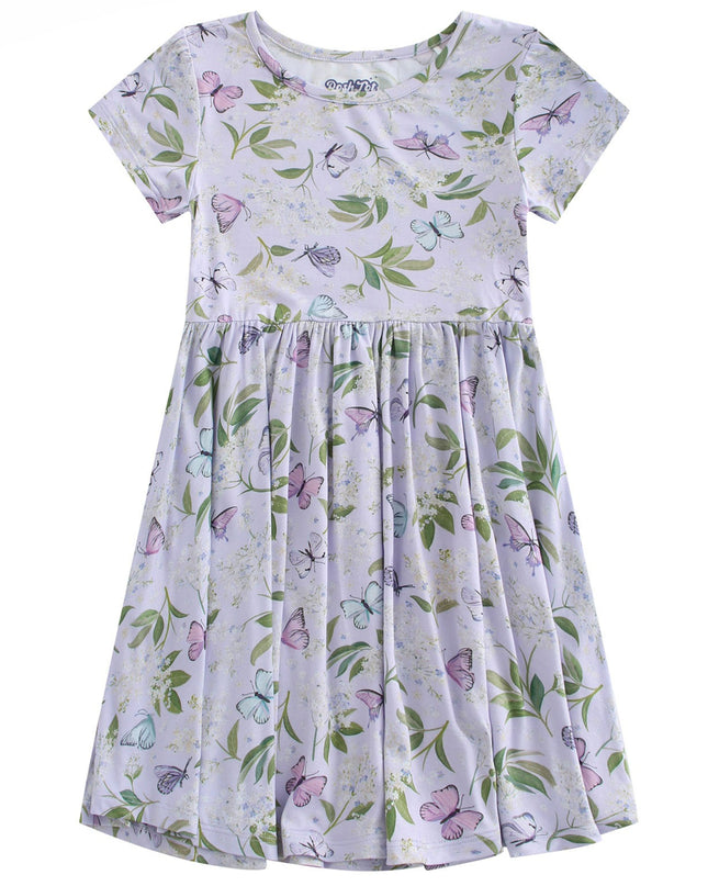 PoshTOT Purple butterfly Bamboo Girls Twirl Dress