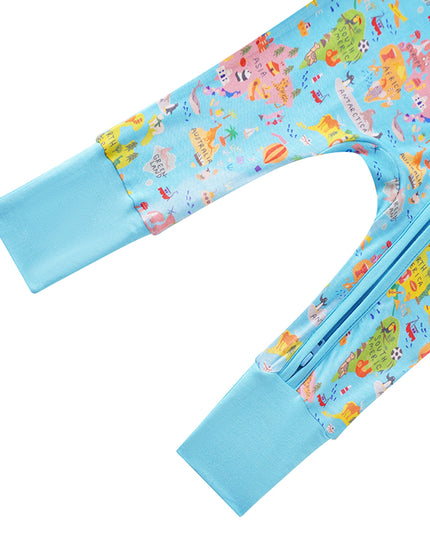 PoshTOT World Map Bamboo Baby Convertible Zippy Romper