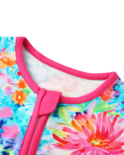 PoshTOT Chrysanthemum Bamboo Baby Convertible Zippy Romper