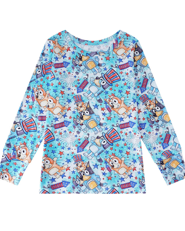 PoshTOT Blue Dog Bamboo 2 Piece PJ Set kid