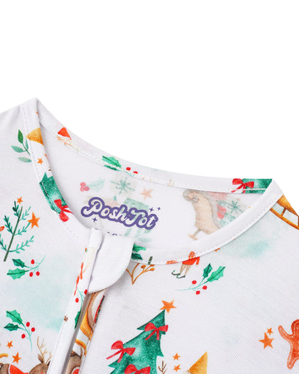 PoshTOT Snowman Bamboo Baby Convertible Zippy Romper