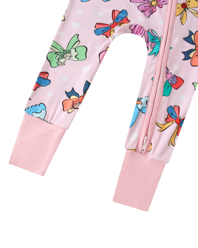 PoshTOT Bow Bamboo Baby Convertible Zippy Romper