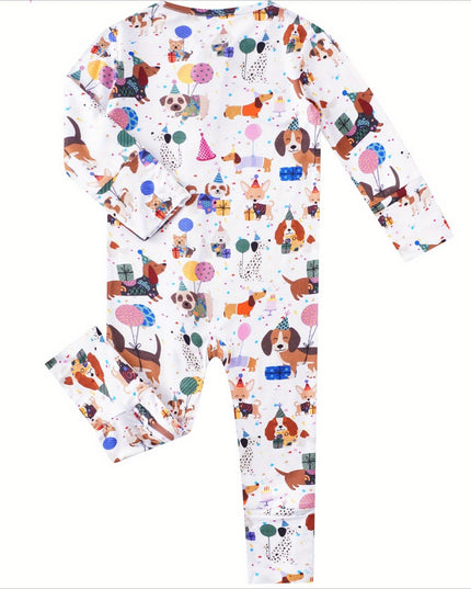 PoshTOT Animal Party Bamboo Baby Convertible Zippy Romper