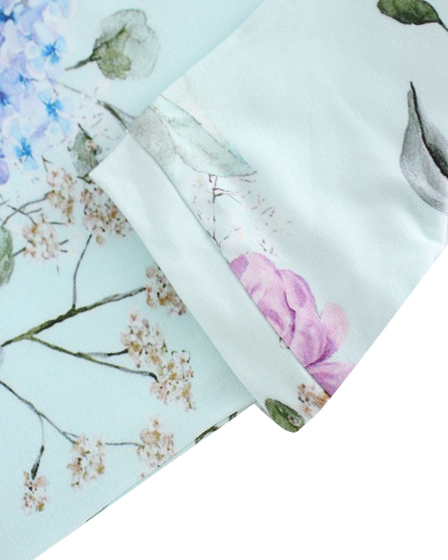 PoshTOT Green Hydrangea Print 2 Piece Short Sleeves PJ Set