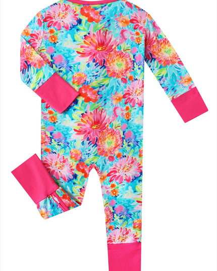 PoshTOT Chrysanthemum Bamboo Baby Convertible Zippy Romper