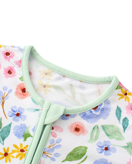 PoshTOT Ditsy Floral Bamboo Baby Convertible Zippy Romper