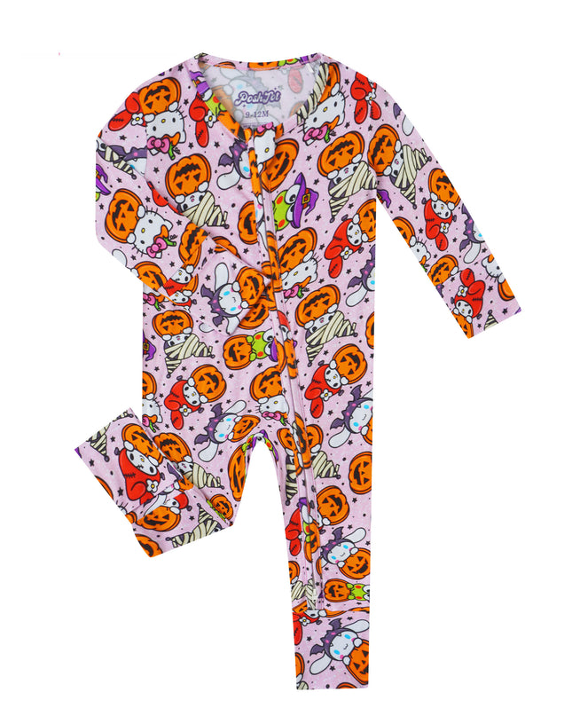 PoshTOT Sanrio Hello Kitty Pumpkin Bamboo Baby Convertible Zippy Romper