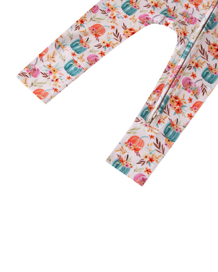 PoshTOT Pumpkin Bamboo Baby Convertible Zippy Romper