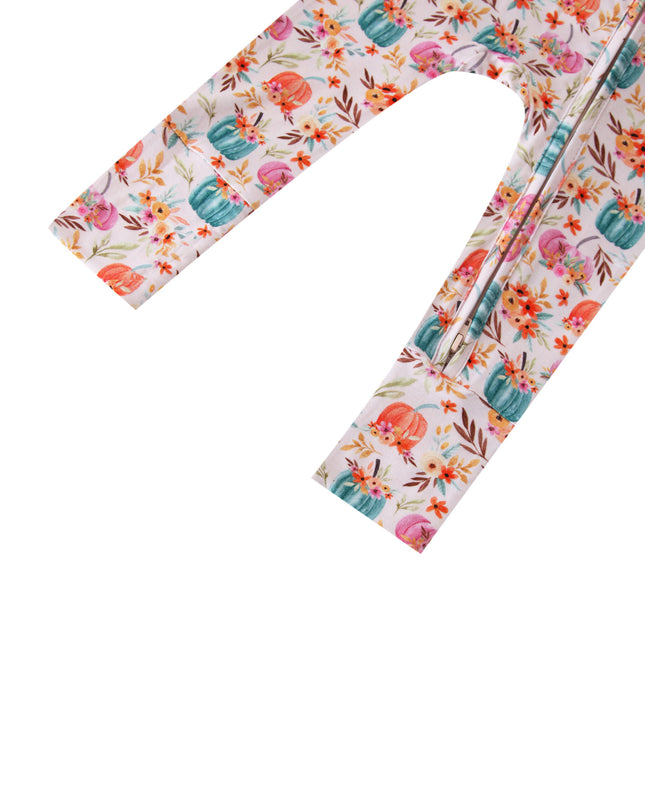 PoshTOT Pumpkin Bamboo Baby Convertible Zippy Romper