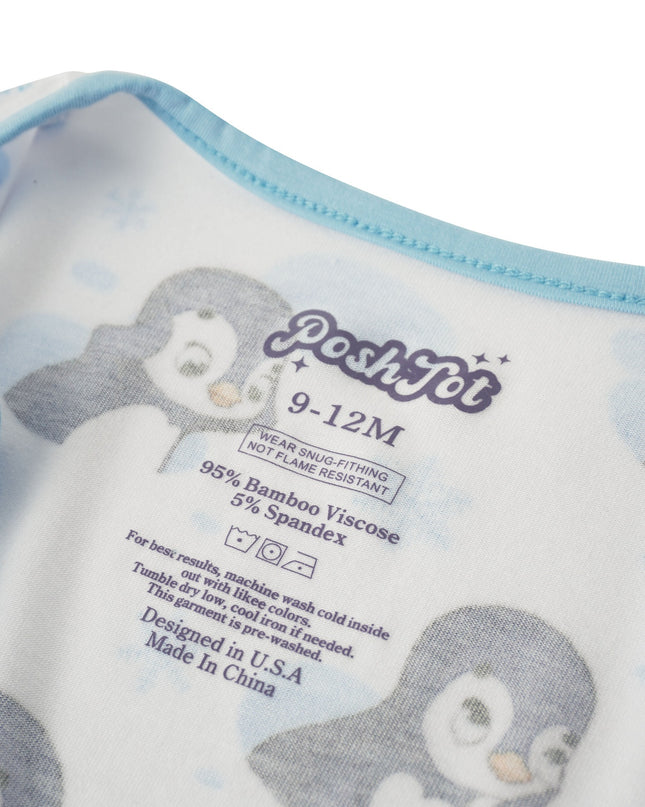 PoshTOT Snowman Penguin Bamboo Baby Convertible Zippy Romper
