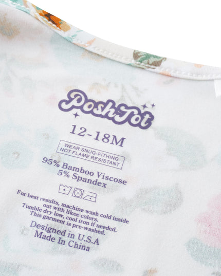 PoshTOT Retro Small Flowers Bamboo Baby Convertible Zippy Romper