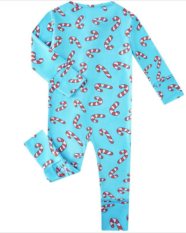 PoshTOT Candy Cane Bamboo Baby Convertible Zippy Romper